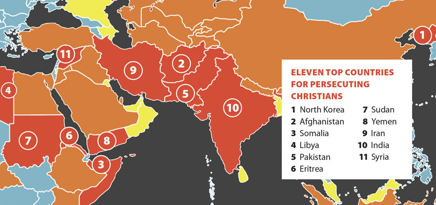 Ministry names most dangerous countries for Christians